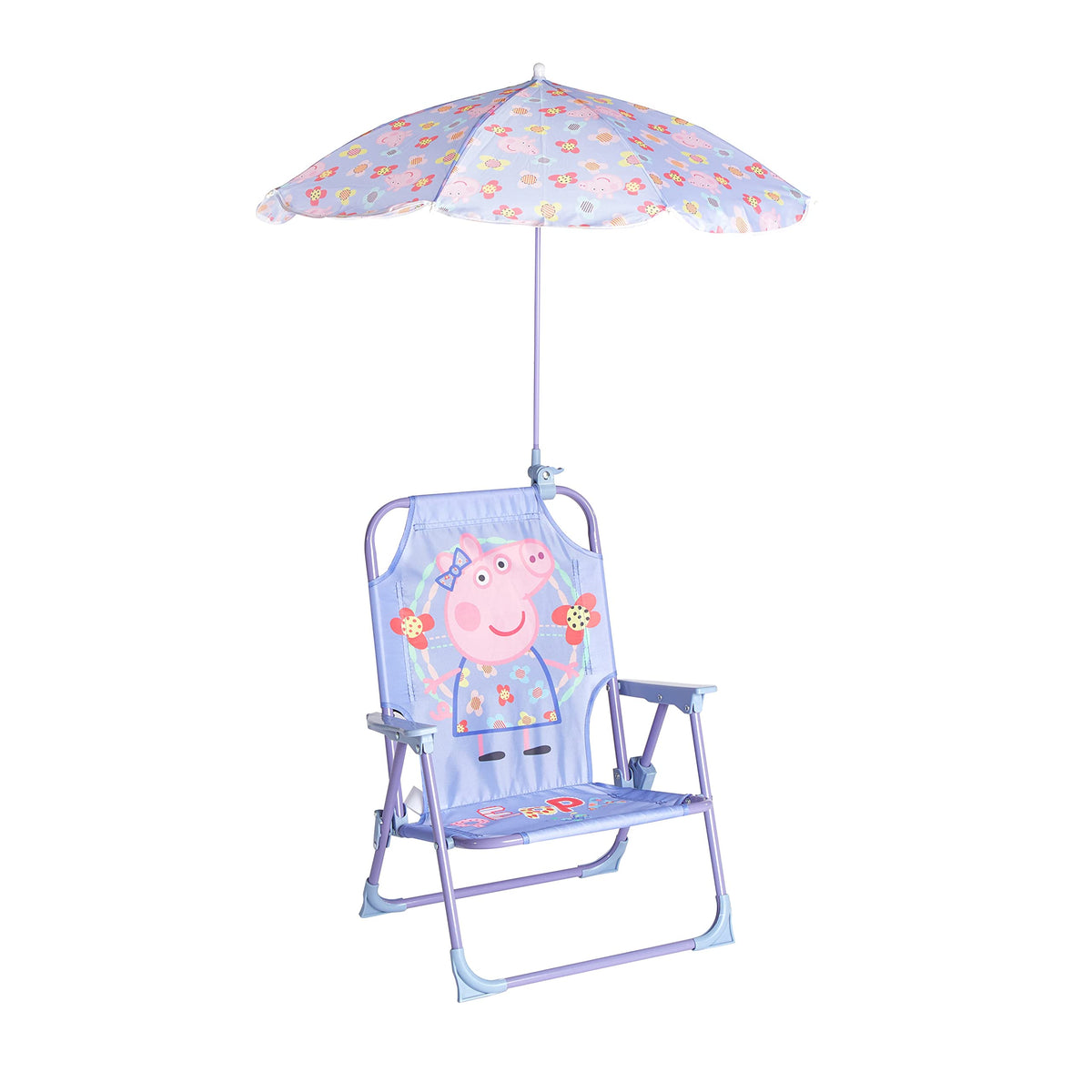 Sanrio Hello Kitty Kids Outdoor Folding Beach Chair with Umbrella,Portable Camp Chair for Ages 3+, Lightweight & Compact for Beach, Camping, and Backyard