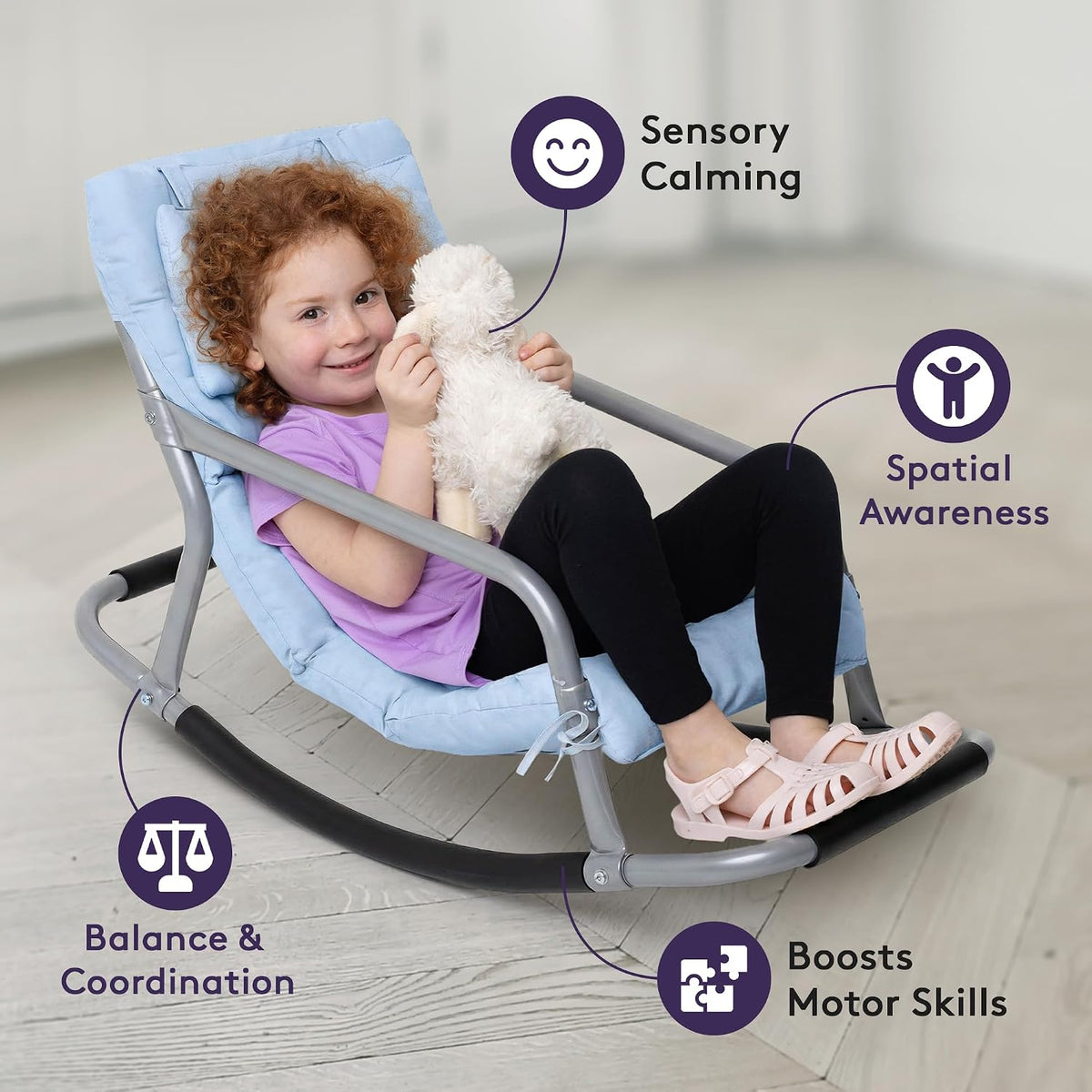 Special Supplies Sensory Rocking Chair for Kids - Comfortable Kids Rocker- Versatile Floor Chair with Soft Fabric and Stability for Playroom, Bedroom, or Nursery (Ages 3+) (Blue)