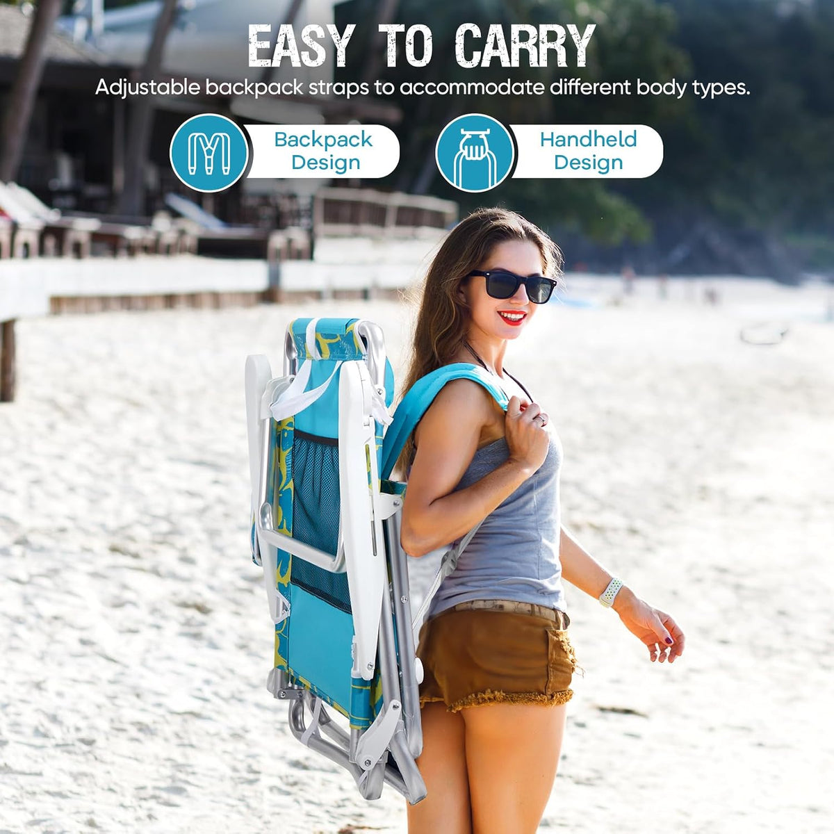 Old Bahama Bay Backpack Beach Chair 2 Pack, Aluminum Lightweight Reclining 5-Position Lounge Chair for Adults Heavy Duty Support 400 LBS Portable Folding with Cooler Bag Camping Chair for Sand Outdoor