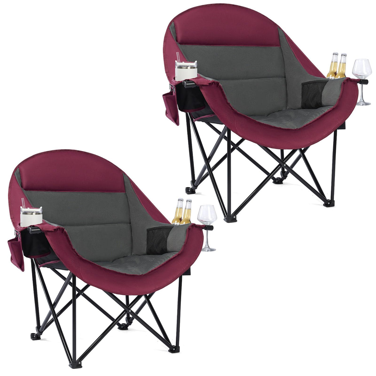 Oversized Camping Chairs for Adults - Heavy Duty Padded Outdoor Camp Chair
