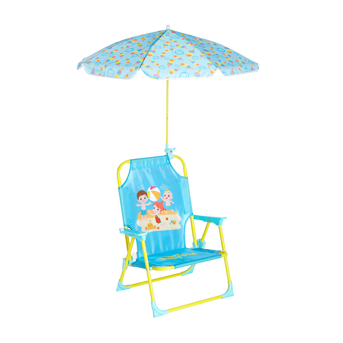 Sanrio Hello Kitty Kids Outdoor Folding Beach Chair with Umbrella,Portable Camp Chair for Ages 3+, Lightweight & Compact for Beach, Camping, and Backyard