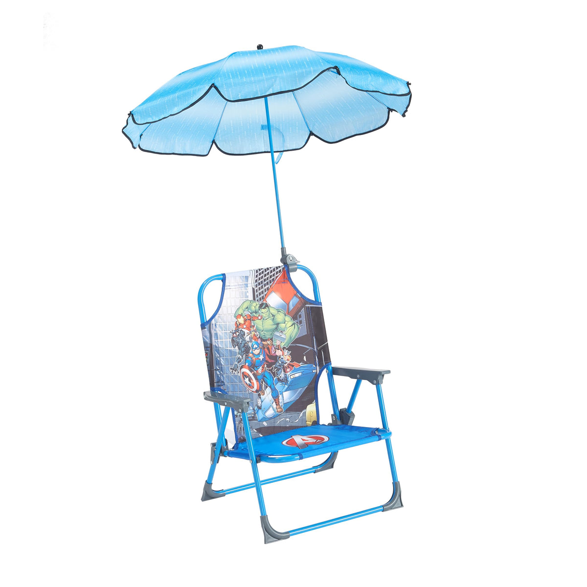 Sanrio Hello Kitty Kids Outdoor Folding Beach Chair with Umbrella,Portable Camp Chair for Ages 3+, Lightweight & Compact for Beach, Camping, and Backyard