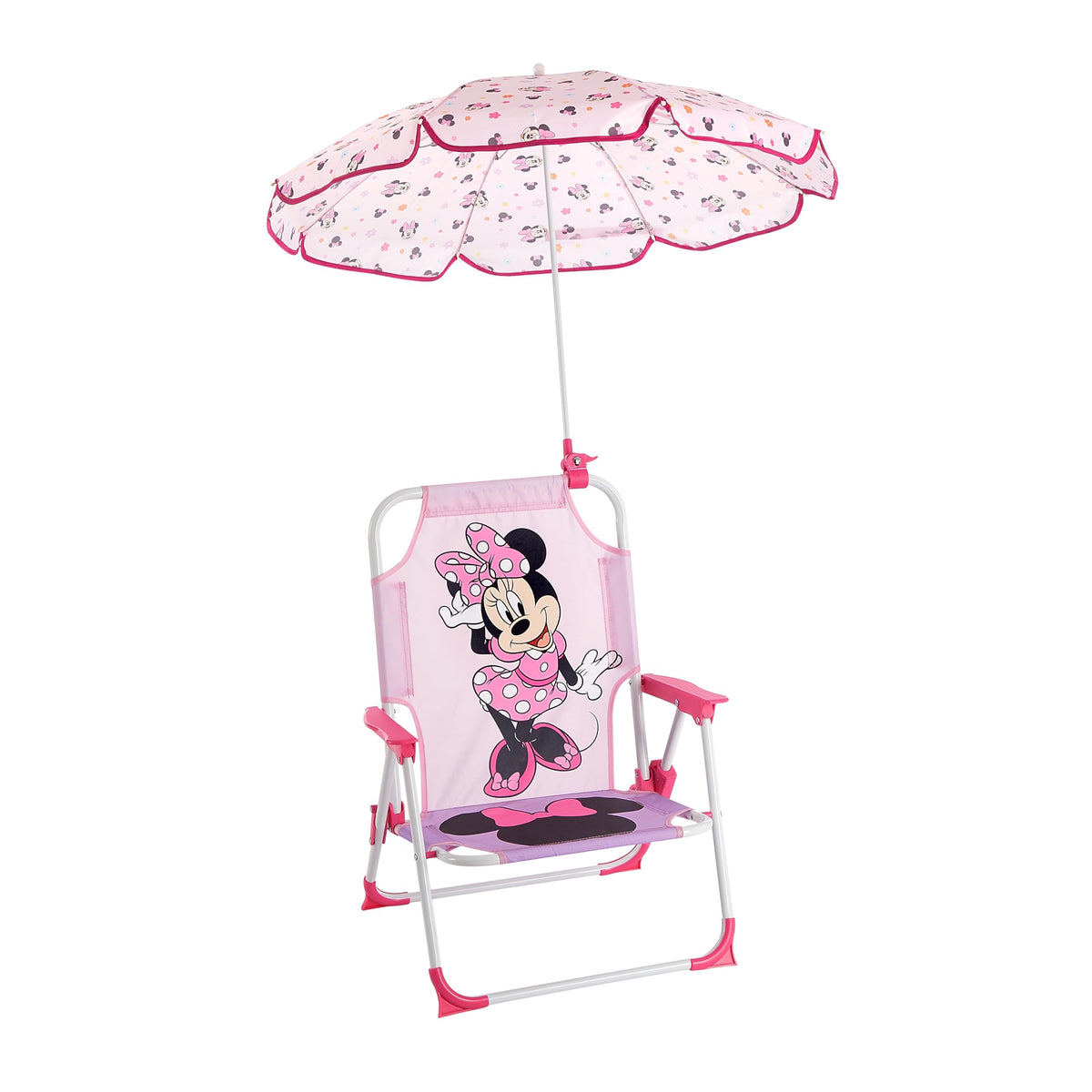 Sanrio Hello Kitty Kids Outdoor Folding Beach Chair with Umbrella,Portable Camp Chair for Ages 3+, Lightweight & Compact for Beach, Camping, and Backyard