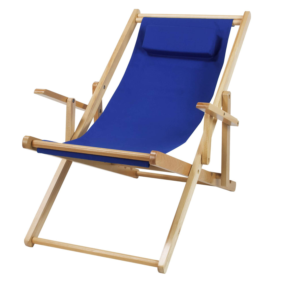 Casual Home Adjustable Sling Chair Natural Frame, Natural Canvas 26.5D x 42W x 33H in
