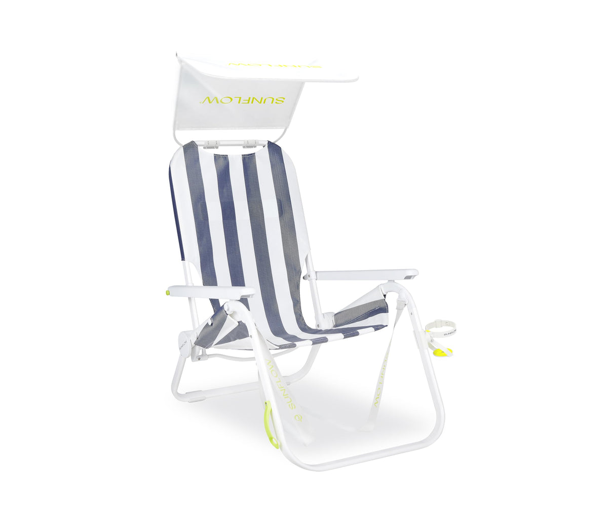SUNFLOW Shore Thing Reclining Beach Chair with Sun Shade, Deep Blue Stripe