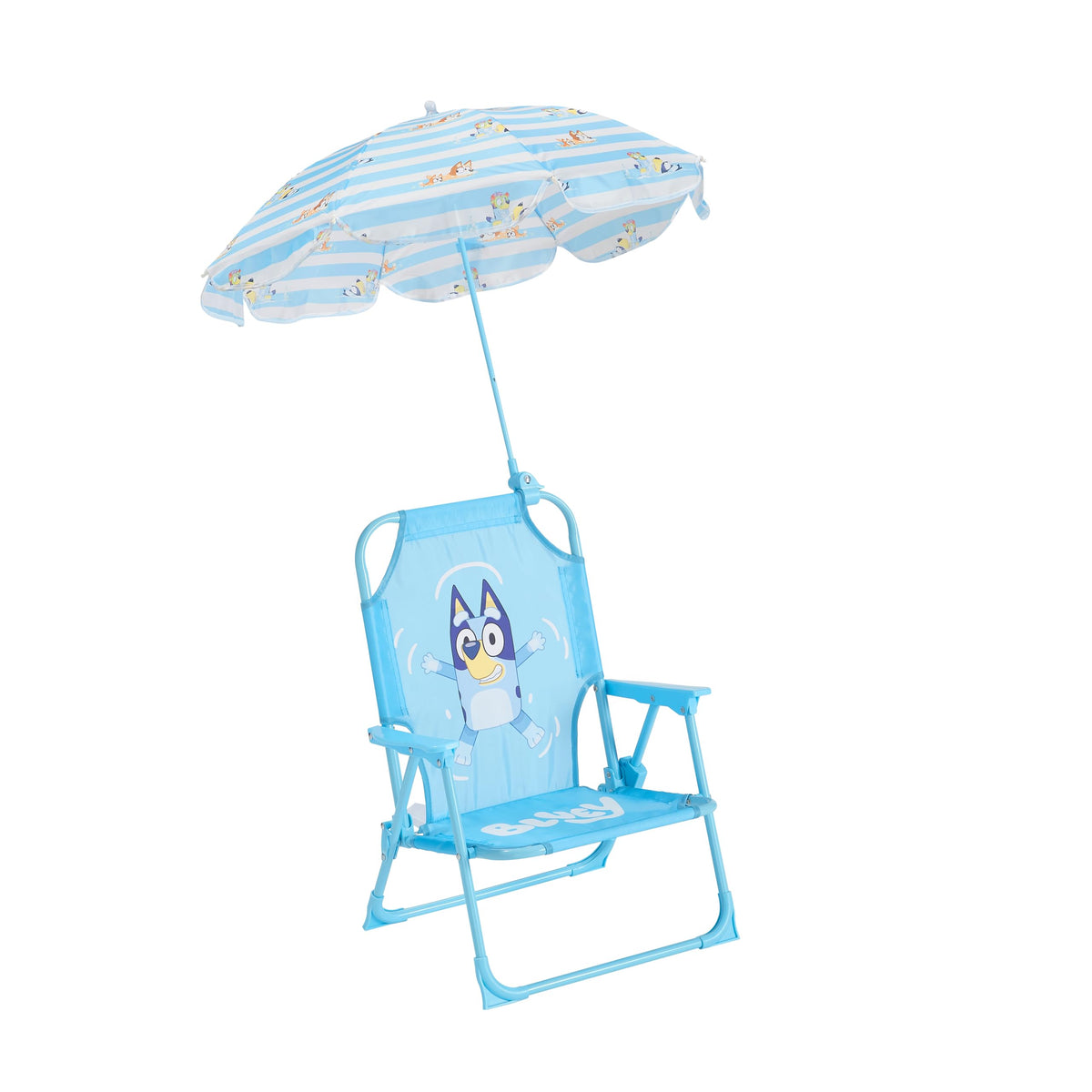 Sanrio Hello Kitty Kids Outdoor Folding Beach Chair with Umbrella,Portable Camp Chair for Ages 3+, Lightweight & Compact for Beach, Camping, and Backyard