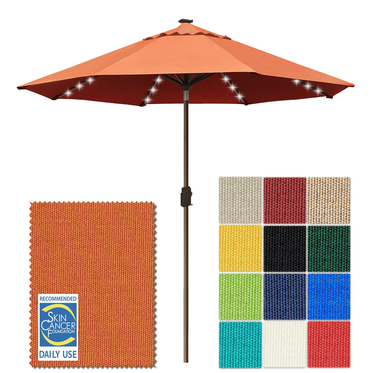 EliteShade USA 10-Year-Non-Fading 9ft 3-Tier Market Patio Umbrella, Commercial Table Umbrella with 80 Solar LED Lights, Crank Open, Windproof & UPF 50+ UV Protection for Garden, Deck, Pool, Backyard, Heather Beige
