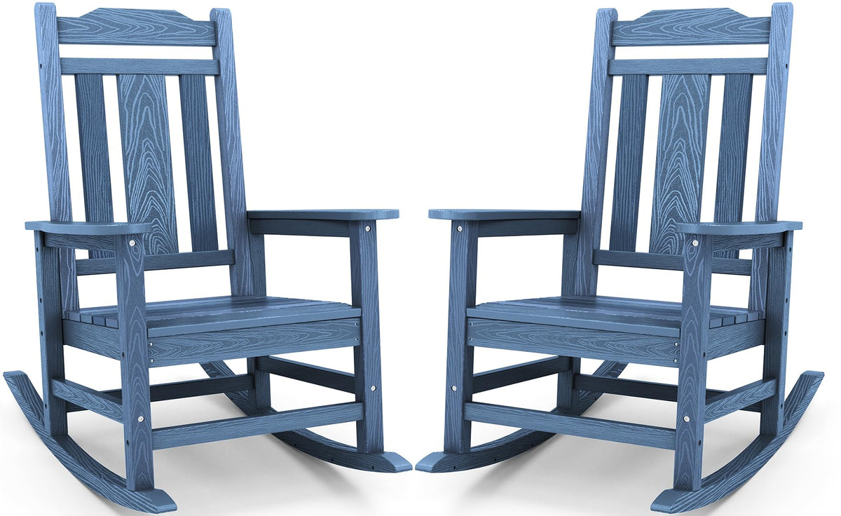 SERWALL Outdoor Rocking Chair Set of 2, Patio Rocking Chair, Brown