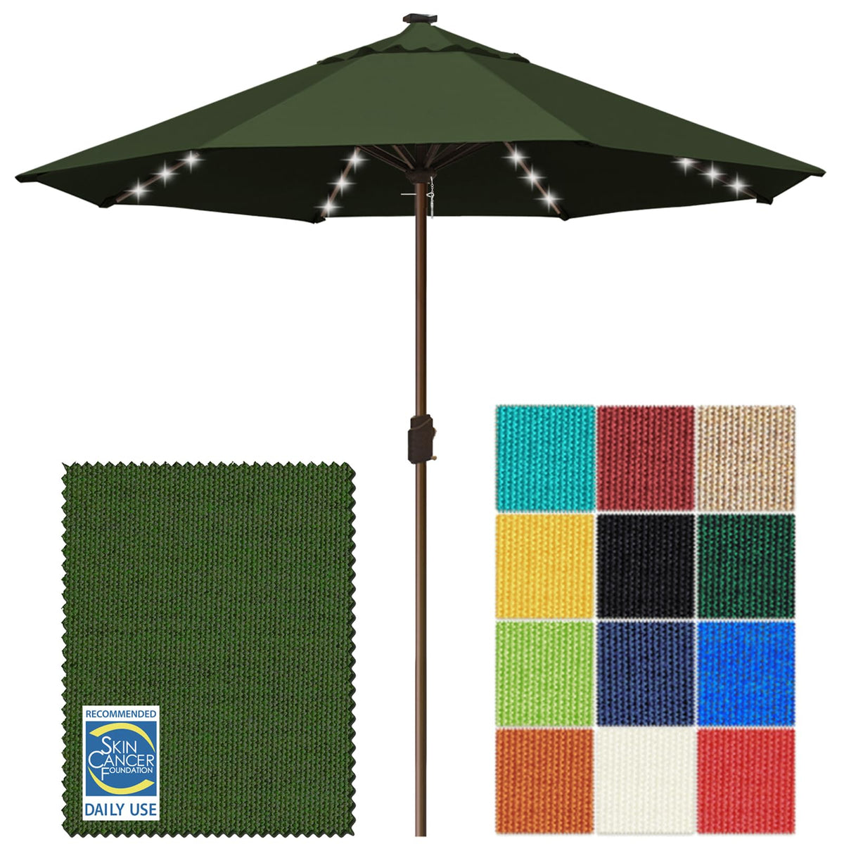 EliteShade USA 10-Year-Non-Fading 9ft 3-Tier Market Patio Umbrella, Commercial Table Umbrella with 80 Solar LED Lights, Crank Open, Windproof & UPF 50+ UV Protection for Garden, Deck, Pool, Backyard, Heather Beige