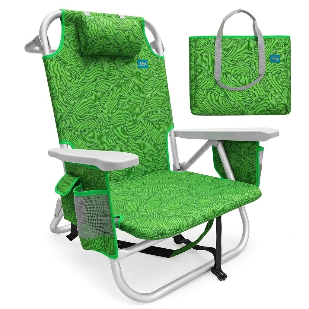 Bliss Hammocks Folding Backpack Beach Chair Recliner, Amber Leaf