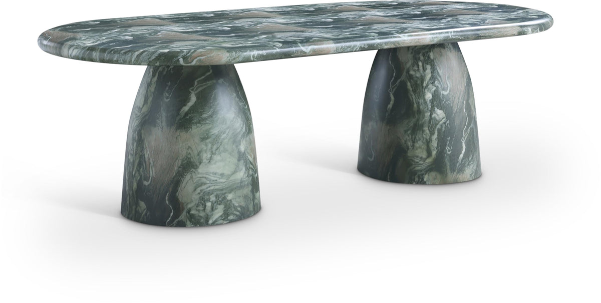 Meridian Furniture 702Brown-T Cosenza Collection Art Deco 78" Indoor/Outdoor Concrete Dining Table with Brown Marble Finish, 78" W x 44.5" D x 30" H, Brown
