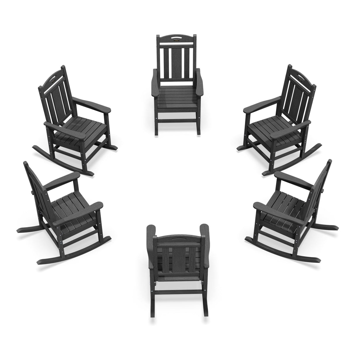 Ciokea Oversized Outdoor Rocking Chair, 380lbs Heavy-Duty Large Patio Rocker, Weather Resistant & Anti-Fade Porch Chair, High Back Cozy Rocking Chair for Outside, Fire Pit, Deck, Garden, Black