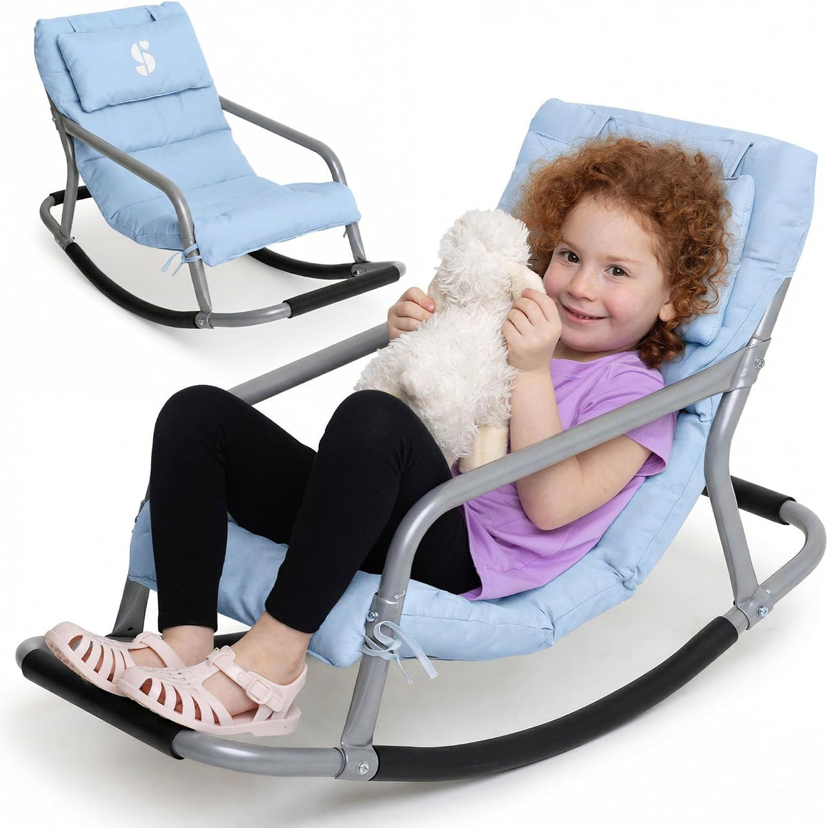 Special Supplies Sensory Rocking Chair for Kids - Comfortable Kids Rocker- Versatile Floor Chair with Soft Fabric and Stability for Playroom, Bedroom, or Nursery (Ages 3+) (Blue)
