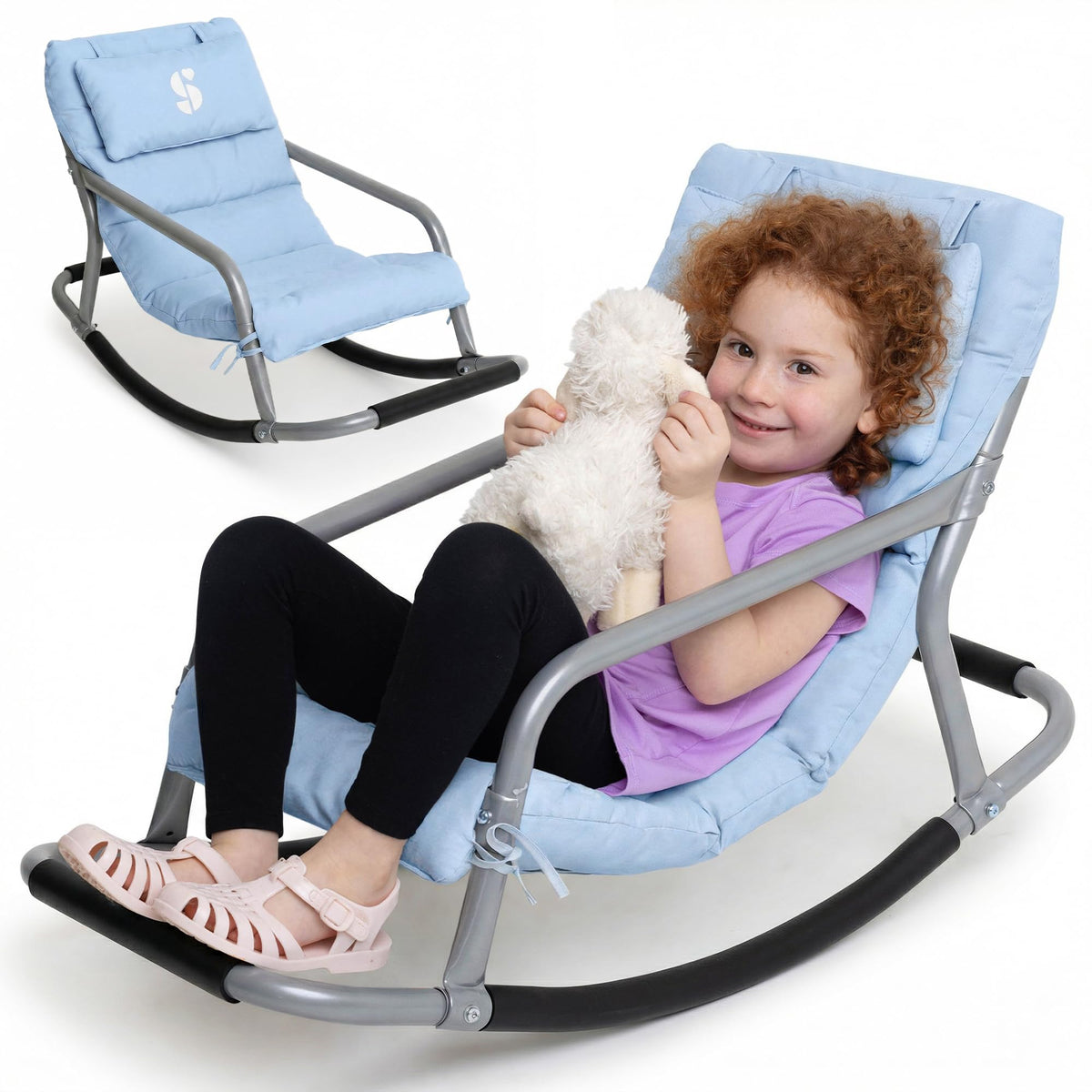 Special Supplies Sensory Rocking Chair for Kids - Comfortable Kids Rocker- Versatile Floor Chair with Soft Fabric and Stability for Playroom, Bedroom, or Nursery (Ages 3+) (Blue)