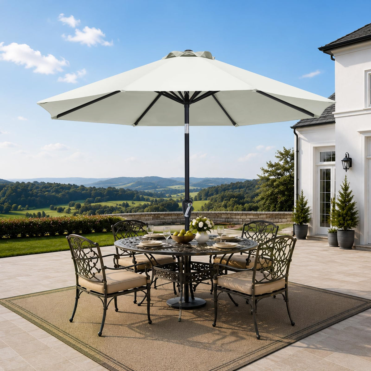 MASTERCANOPY 9ft Patio Umbrella with Tilt & Crank, Brown