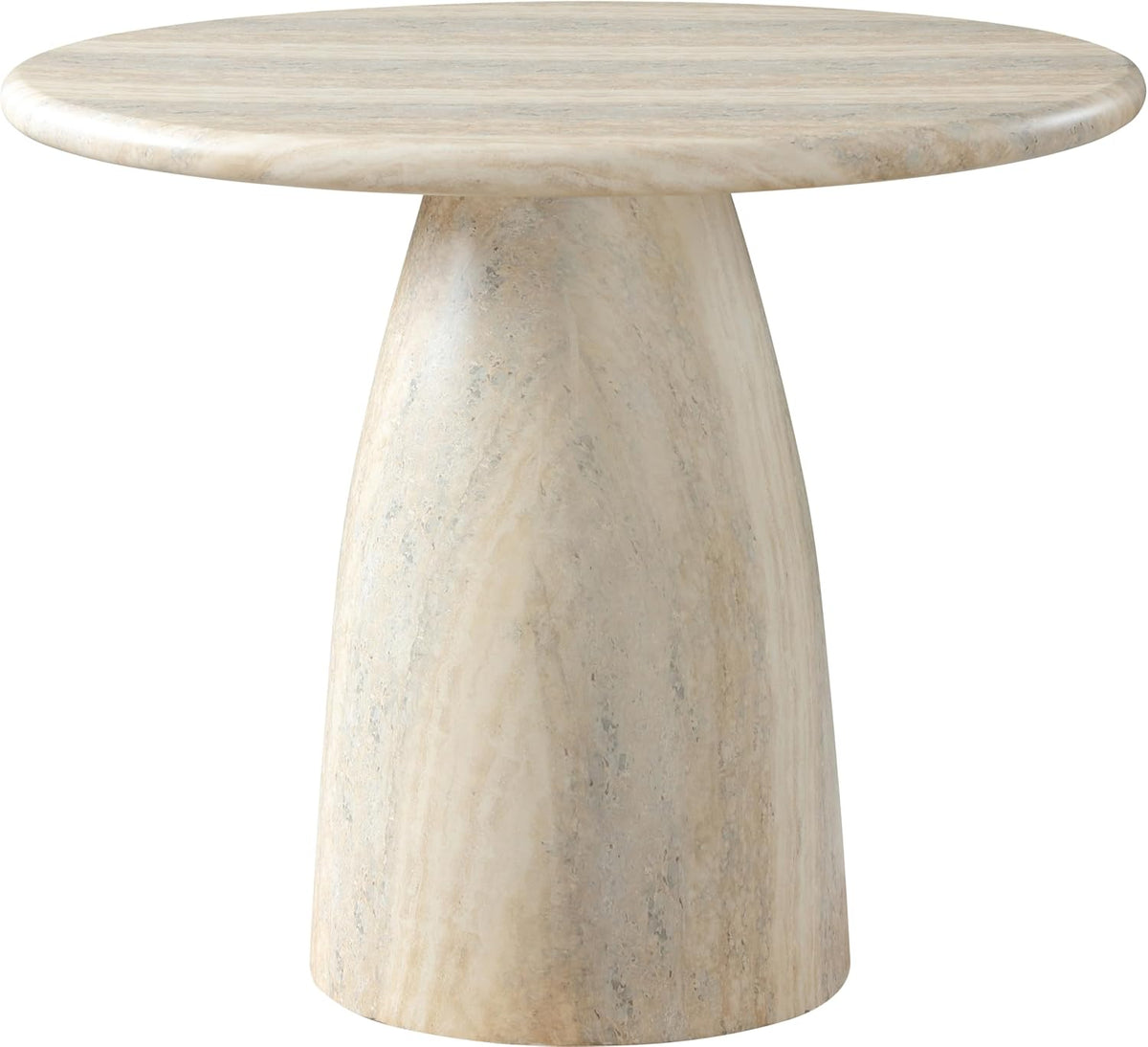 Meridian Furniture Cosenza Collection Art Deco 36 in Indoor/Outdoor Concrete Dining Table in Travertine Finish