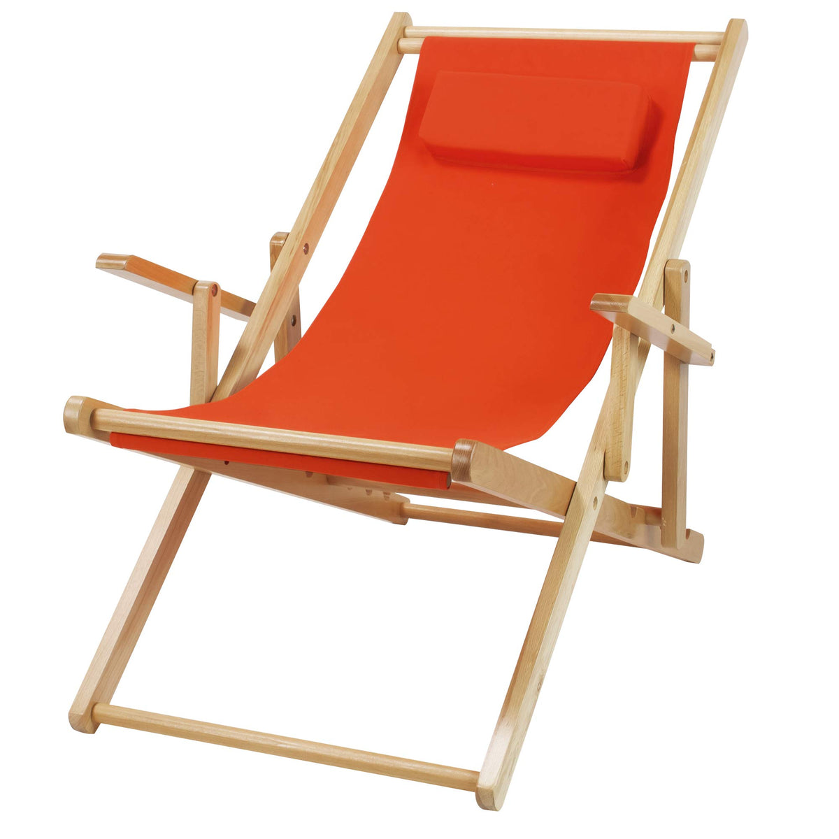 Casual Home Adjustable Sling Chair Natural Frame, Natural Canvas 26.5D x 42W x 33H in