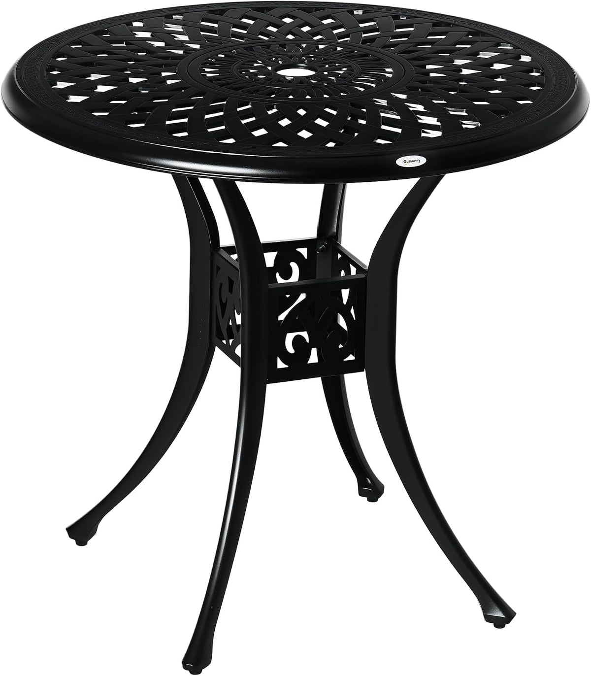 Outsunny 30" Round Patio Dining Table, Bistro Table, Umbrella Hole, Black