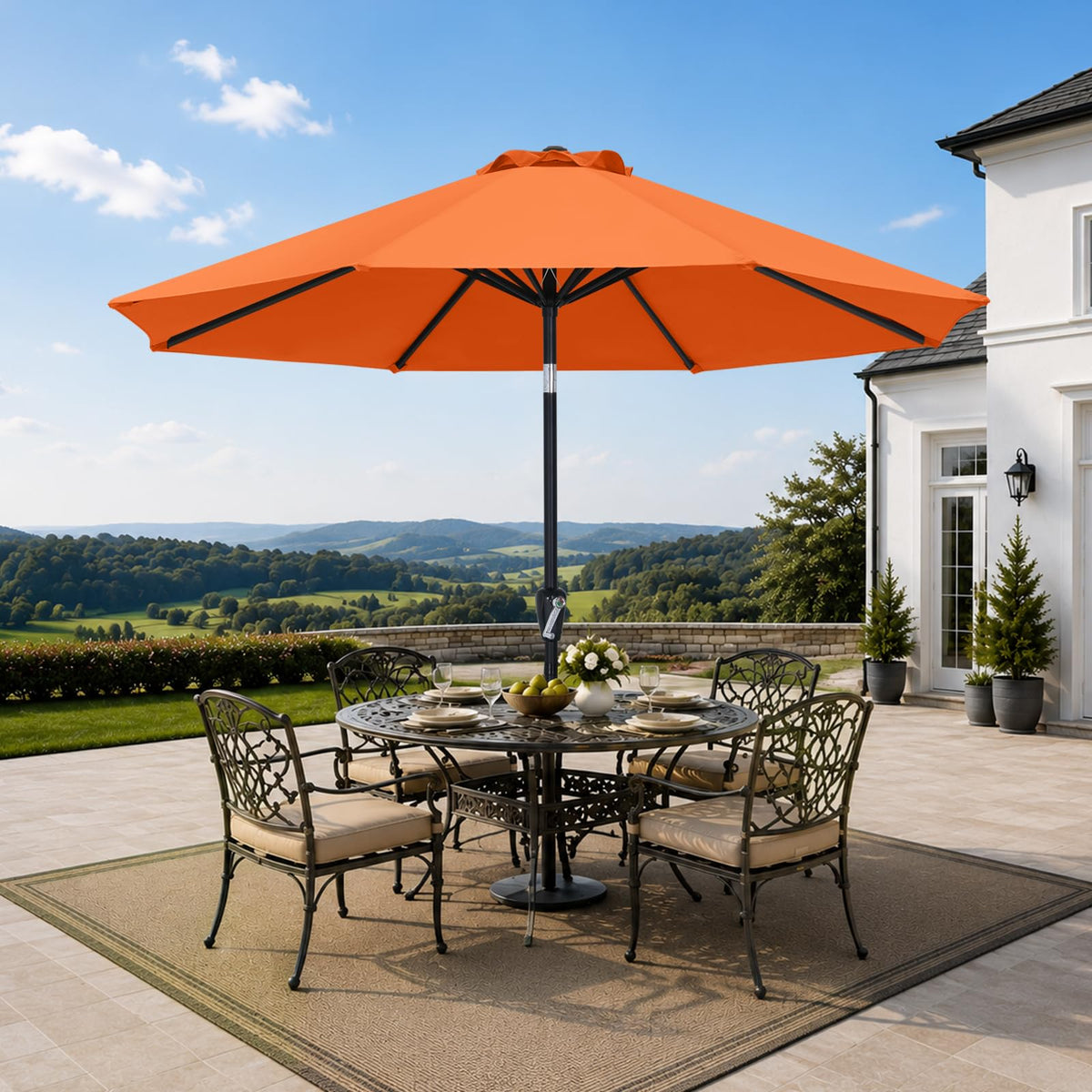 MASTERCANOPY 9ft Patio Umbrella with Tilt & Crank, Brown