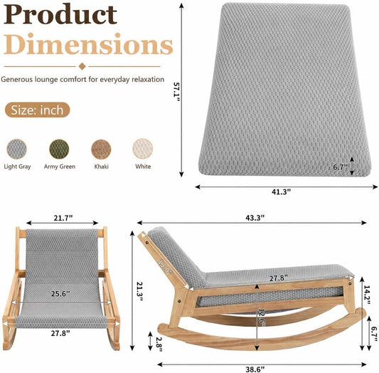 Oversized Rocking Chair Indoor with Corduroy Cushion (Light Grey)