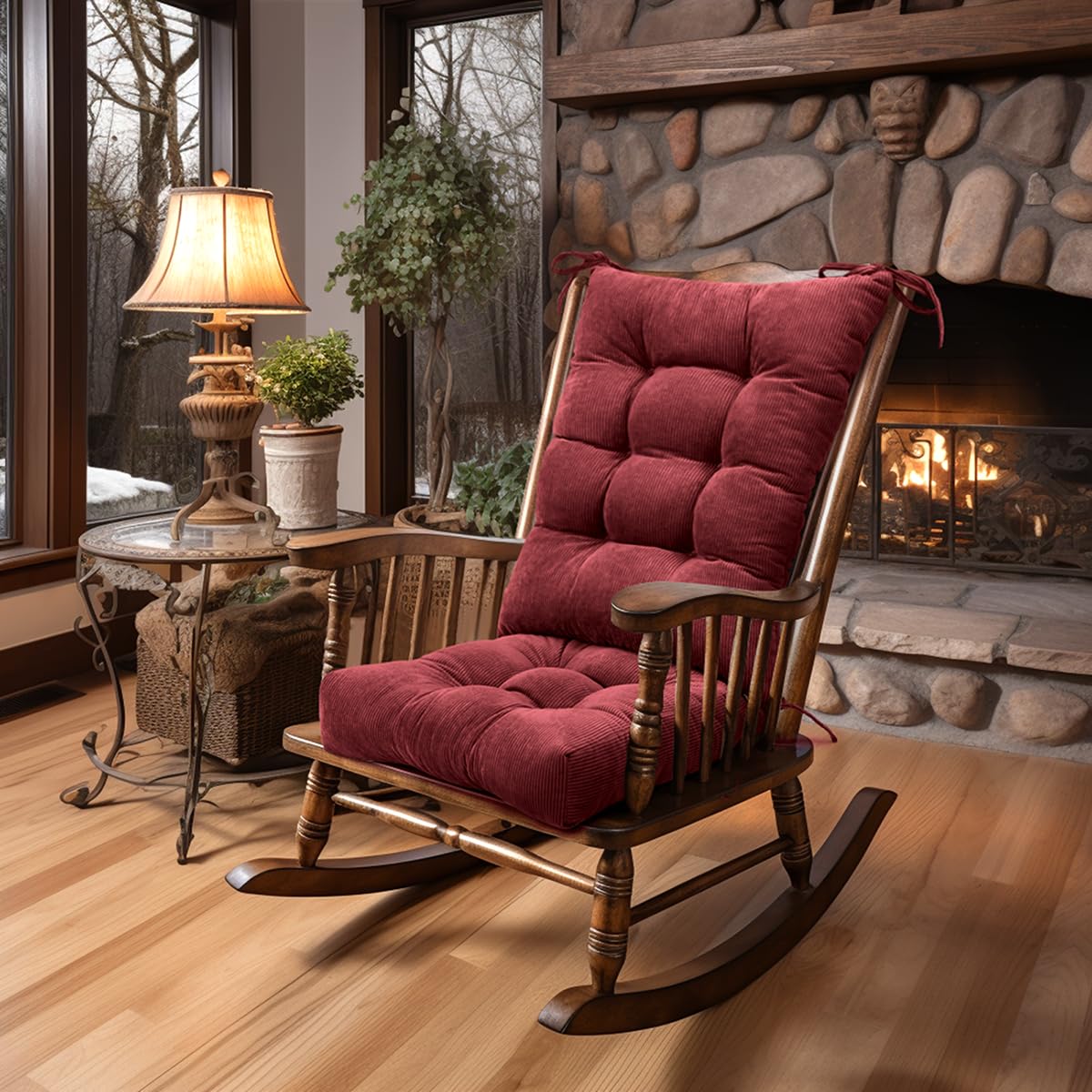 Lokex Rocking Chair Cushion, Tufted Indoor Rocking Chair Pads, 21x17/17x17