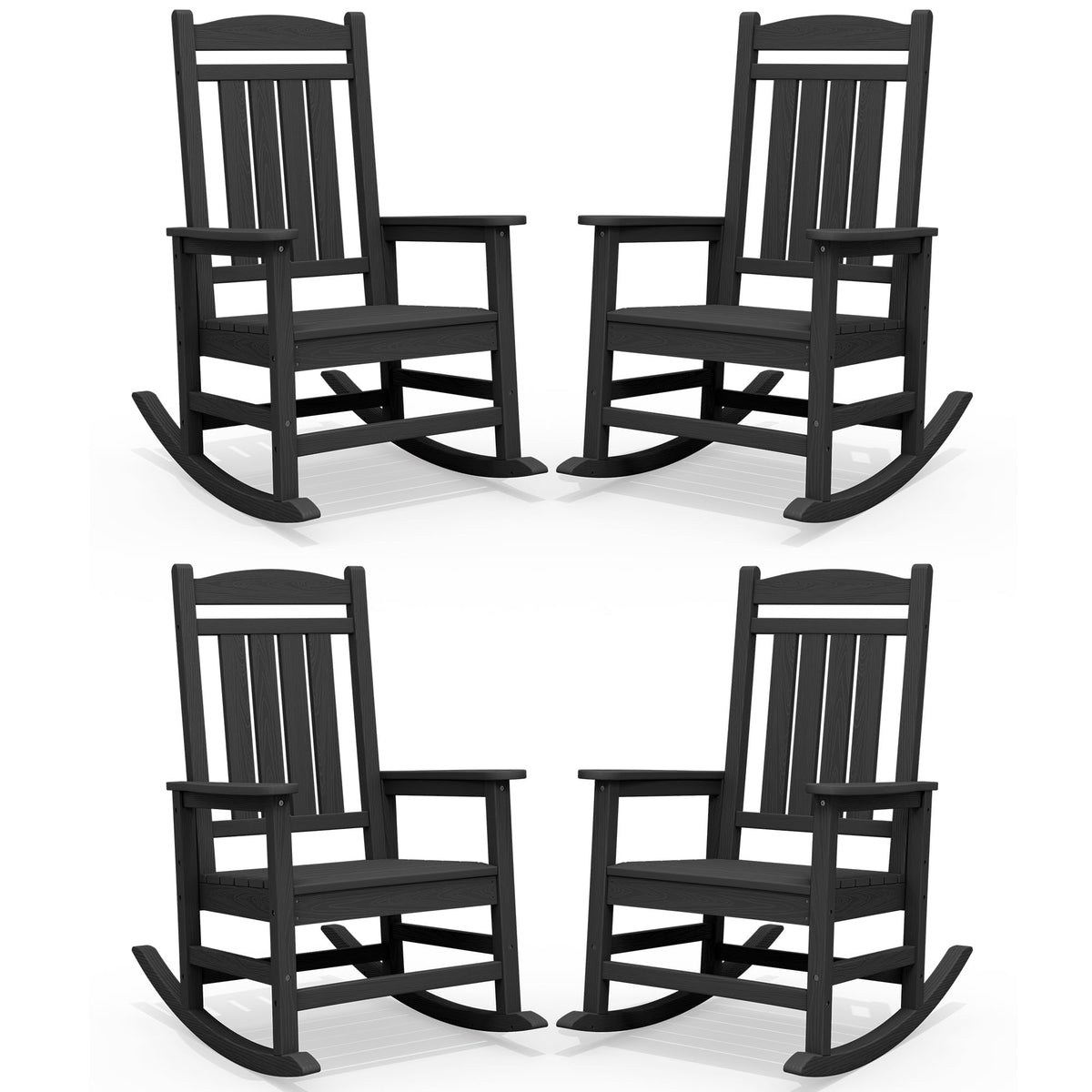 SERWALL Outdoor Rocking Chair Set of 2, Patio Rocking Chair, Brown