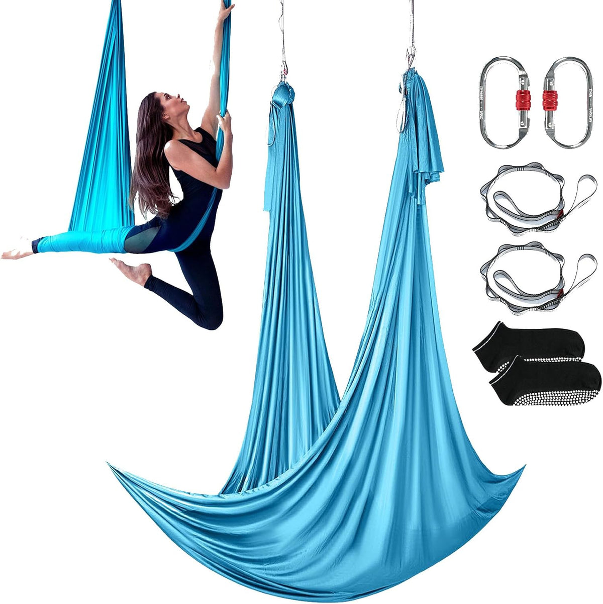 VEVOR Aerial Silk & Yoga Swing, Aerial Yoga Hammock Kit with 100gsm Nylon Fabric, Full Rigging Hardware & Easy Set-up Guide, Antigravity Flying for All Levels Fitness Bodybuilding