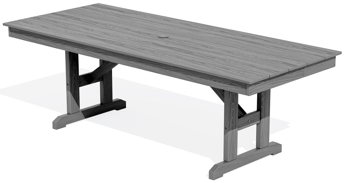 SERWALL Outdoor 84" HDPE Rectangular Dining Table for 6-8,All-Weather,Black