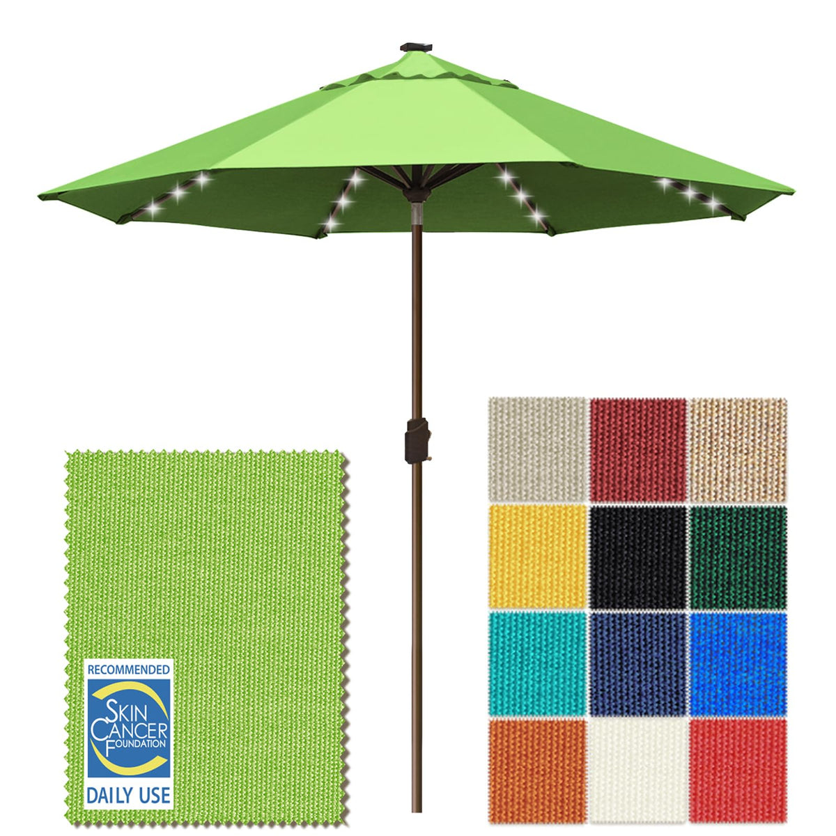 EliteShade USA 10-Year-Non-Fading 9ft 3-Tier Market Patio Umbrella, Commercial Table Umbrella with 80 Solar LED Lights, Crank Open, Windproof & UPF 50+ UV Protection for Garden, Deck, Pool, Backyard, Heather Beige