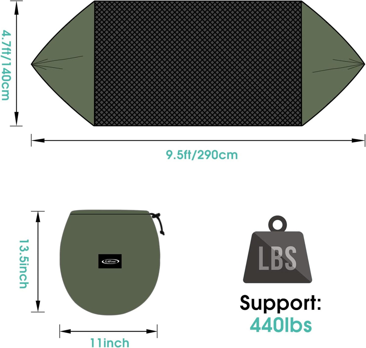 G4Free Large Camping Hammock for Outside with Mosquito Net 2 People Hammock