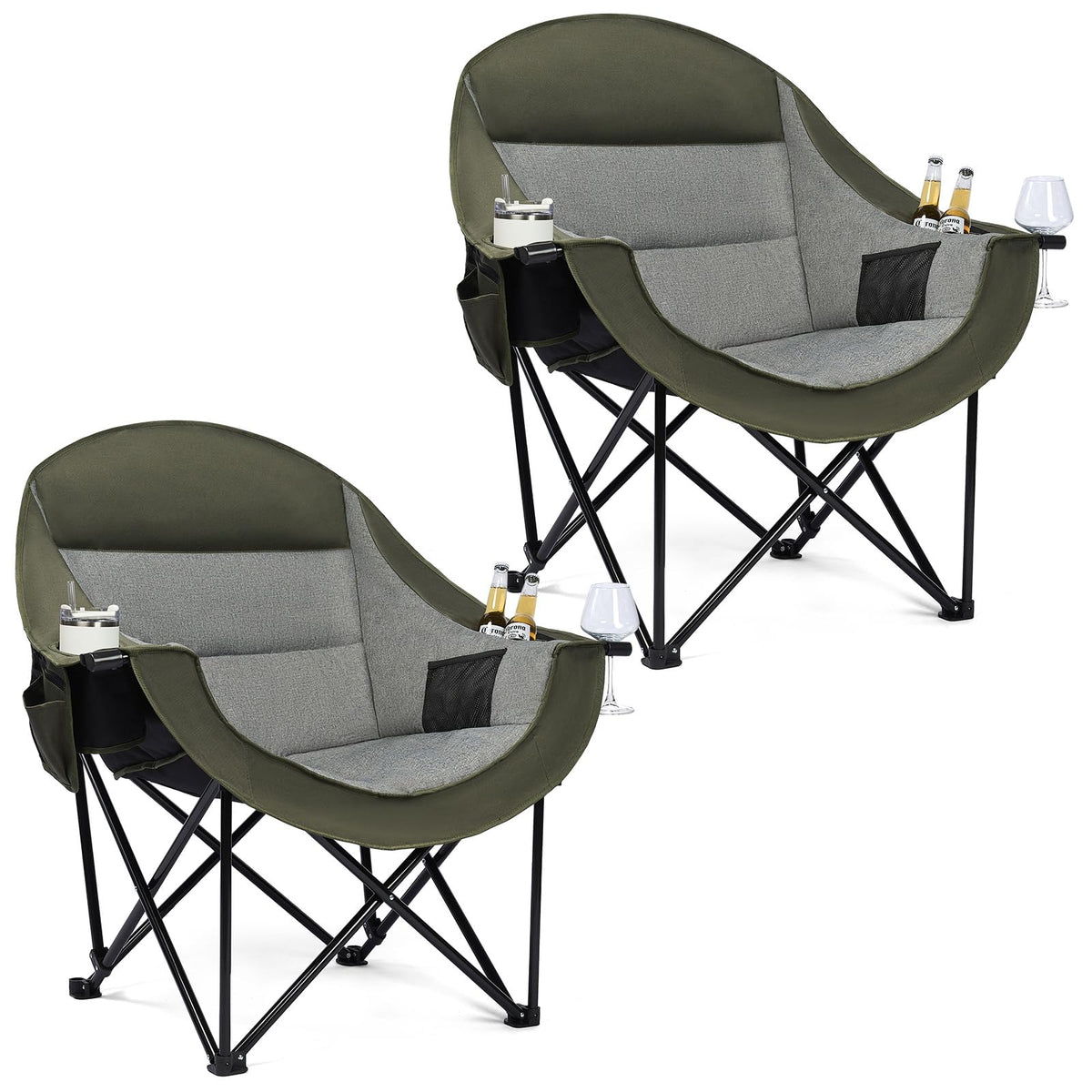 Oversized Camping Chairs for Adults - Heavy Duty Padded Outdoor Camp Chair