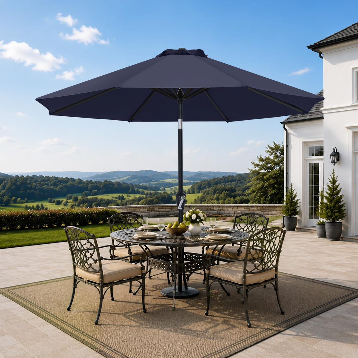 MASTERCANOPY 9ft Patio Umbrella with Tilt & Crank, Brown