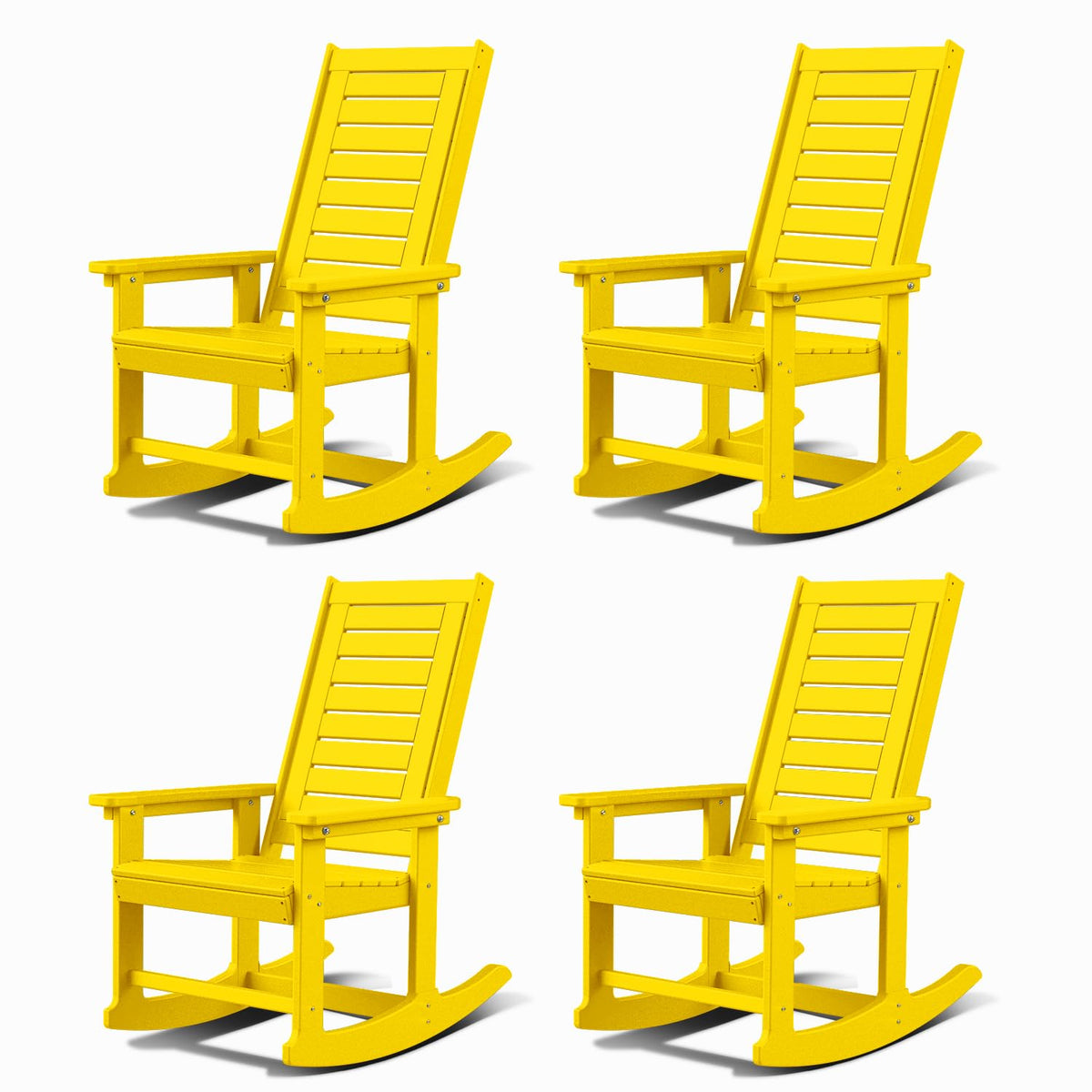 GREENVINES Oversized Outdoor Rocking Chairs Set of 2, HDPE Rocker, Black