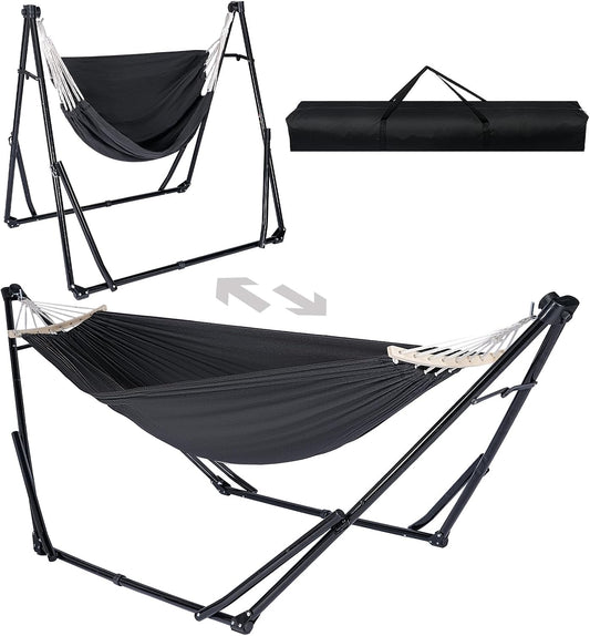 2-in-1 Hammock Chair with Stand, Portable Hammock, Black