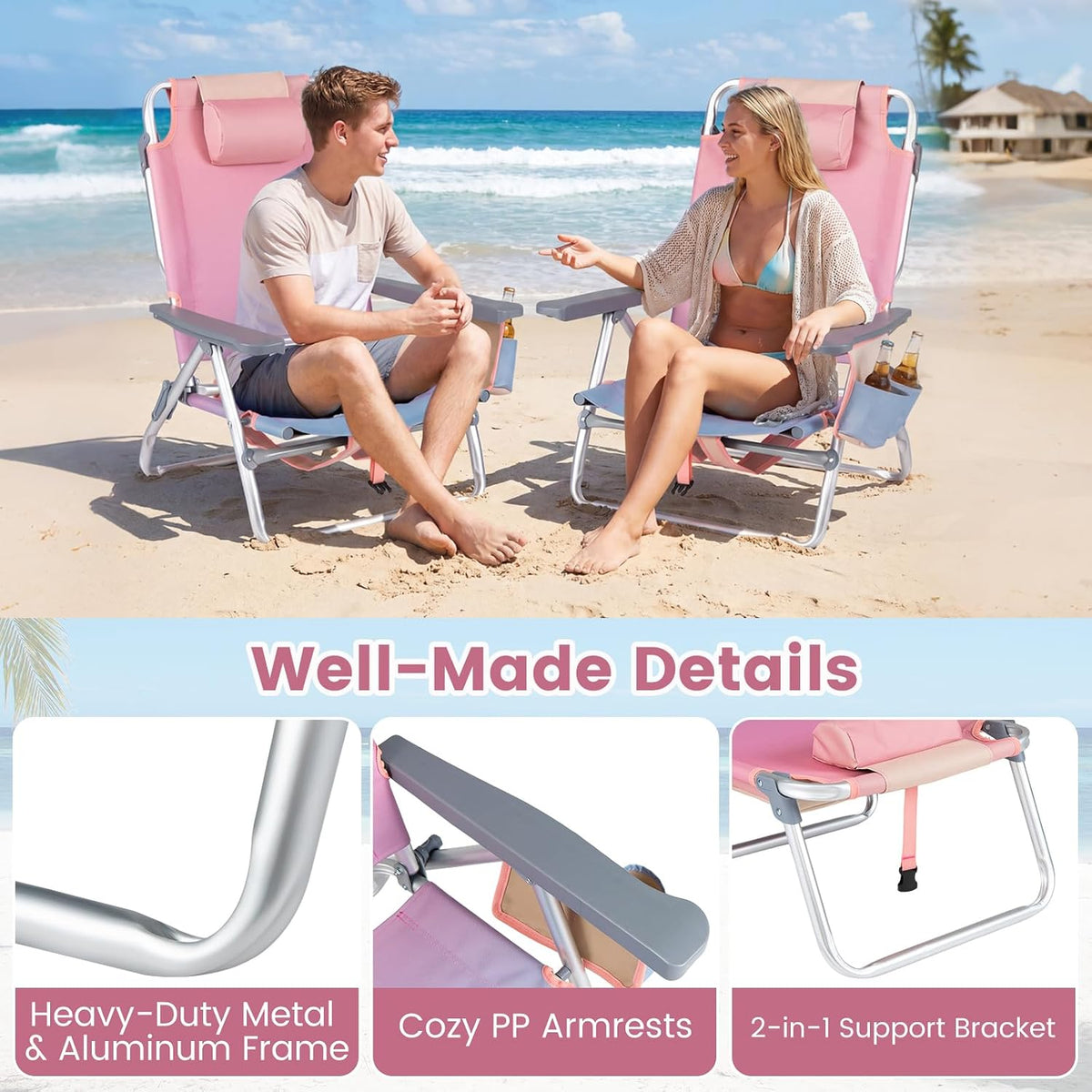 GYMAX Beach Chairs, Backpack Camping Chair