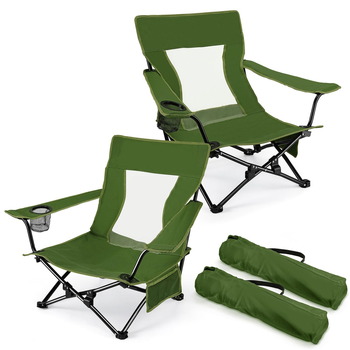 Joyfair Beach Camping Chair (2 Pack), Folding Chair for Adults (Blue)
