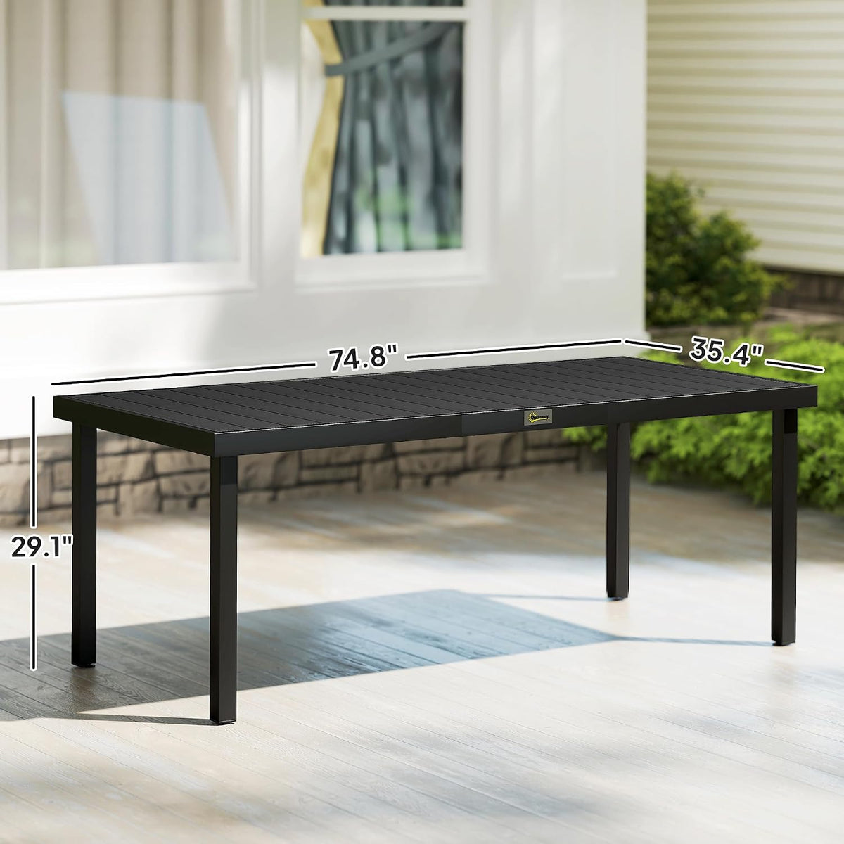 Outsunny 75" x 35" Outdoor Dining Table for 8 People Rectangular Black