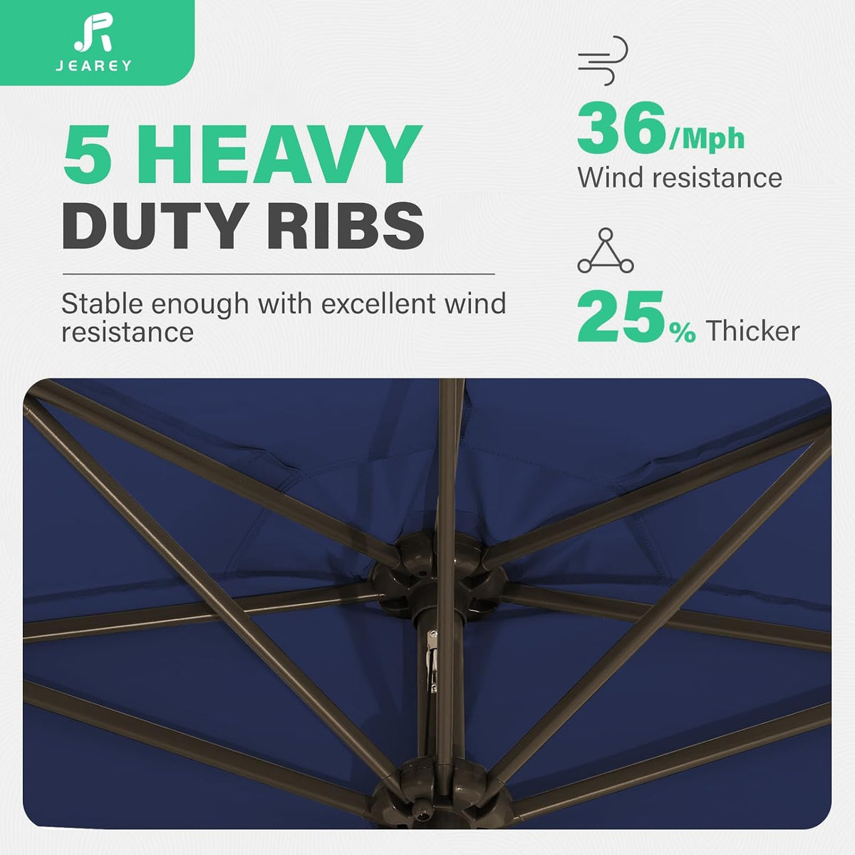 JEAREY 9 ft Half Outdoor Patio Umbrella w/Crank, Navy