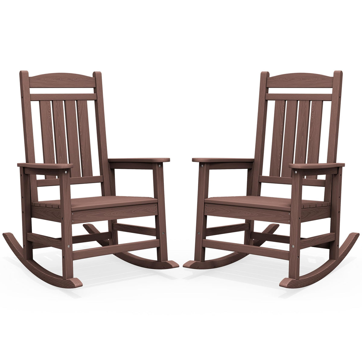 SERWALL Outdoor Rocking Chair Set of 2, Patio Rocking Chair, Brown