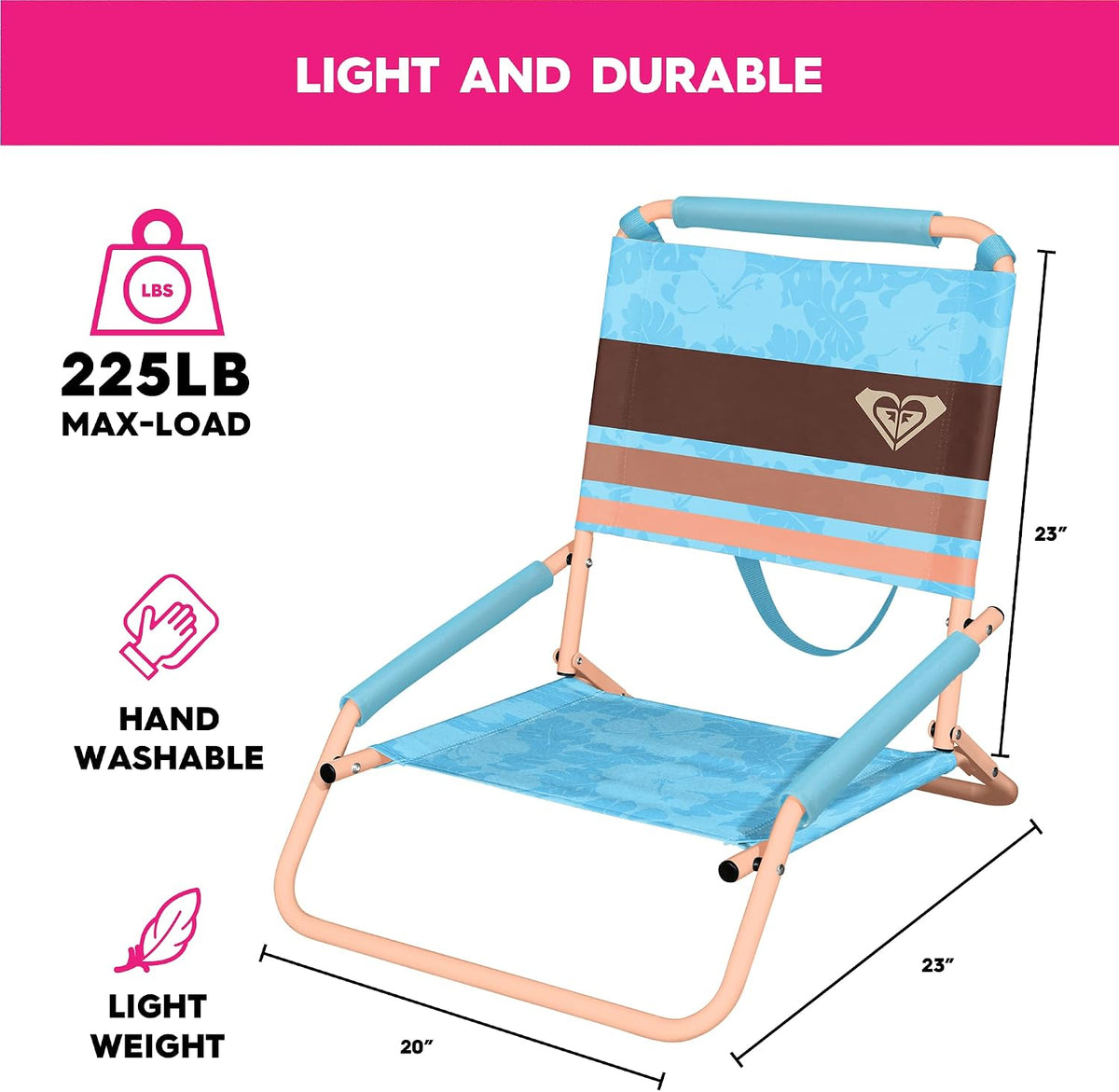 ROXY Low Beach Chair – Lounge Chair Outdoor, Lightweight, Folding, and Portable Seating – Beach Days, Pool Lounge Chairs, Camp Chair, Lawn Chairs, Concerts, Sporting Events or Sun Tanning Chair