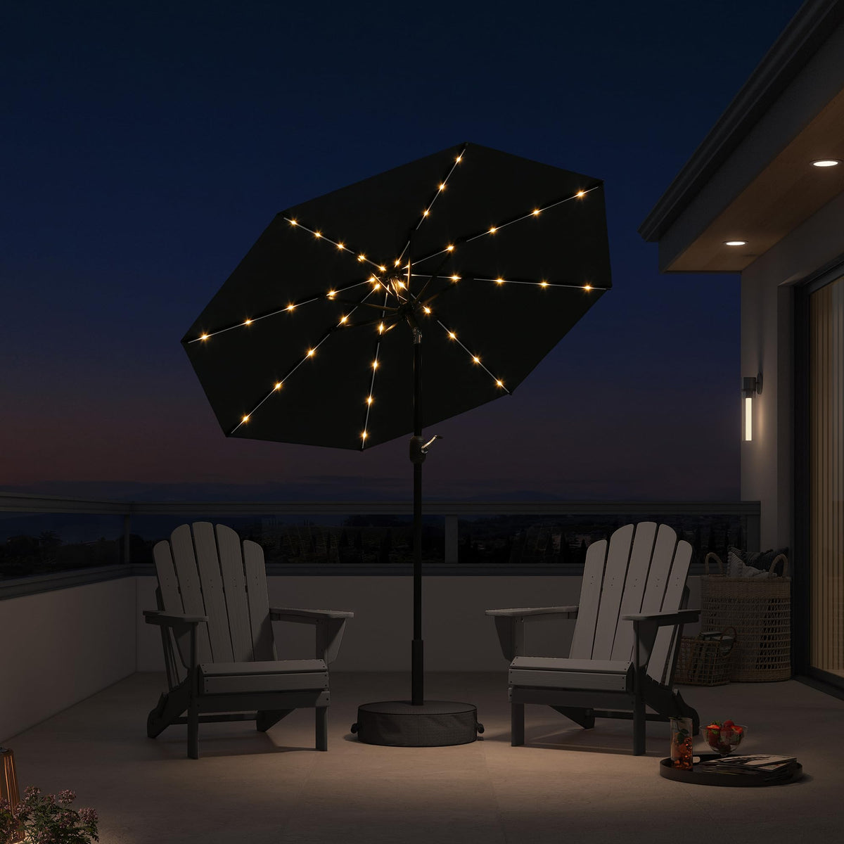 PURPLE LEAF Pool Market Umbrella with Base 9' UV Protection Outdoor, Beige