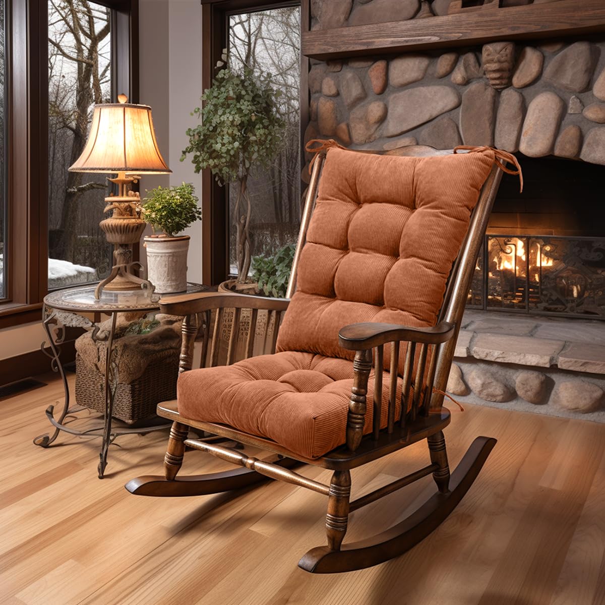 Lokex Rocking Chair Cushion, Tufted Indoor Rocking Chair Pads, 21x17/17x17