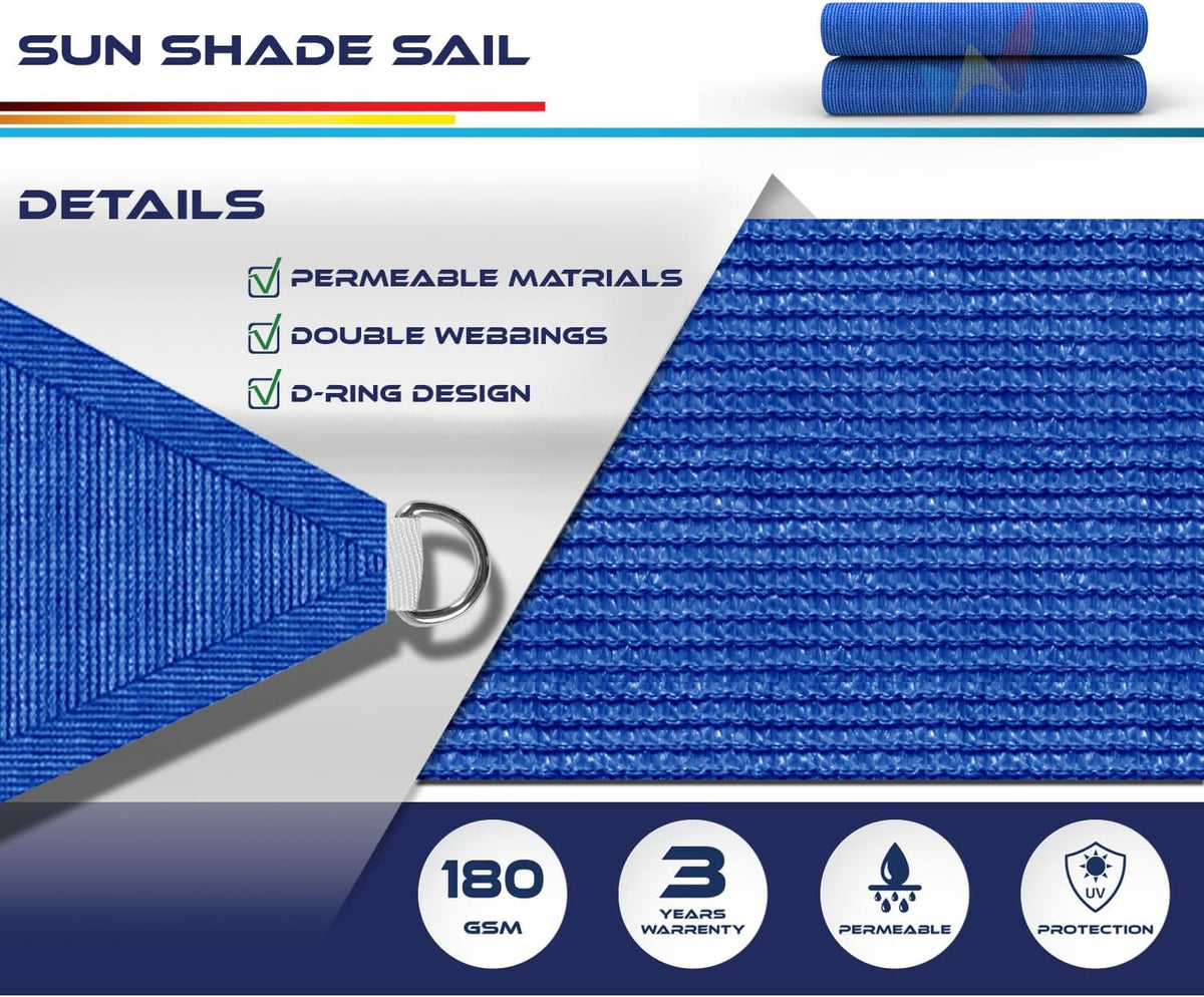 Windscreen4less 12' x 12' x 12' Sun Shade Sail Triangle Outdoor Canopy Cover UV Block for Backyard Porch Pergola Deck Garden Patio (Blue)