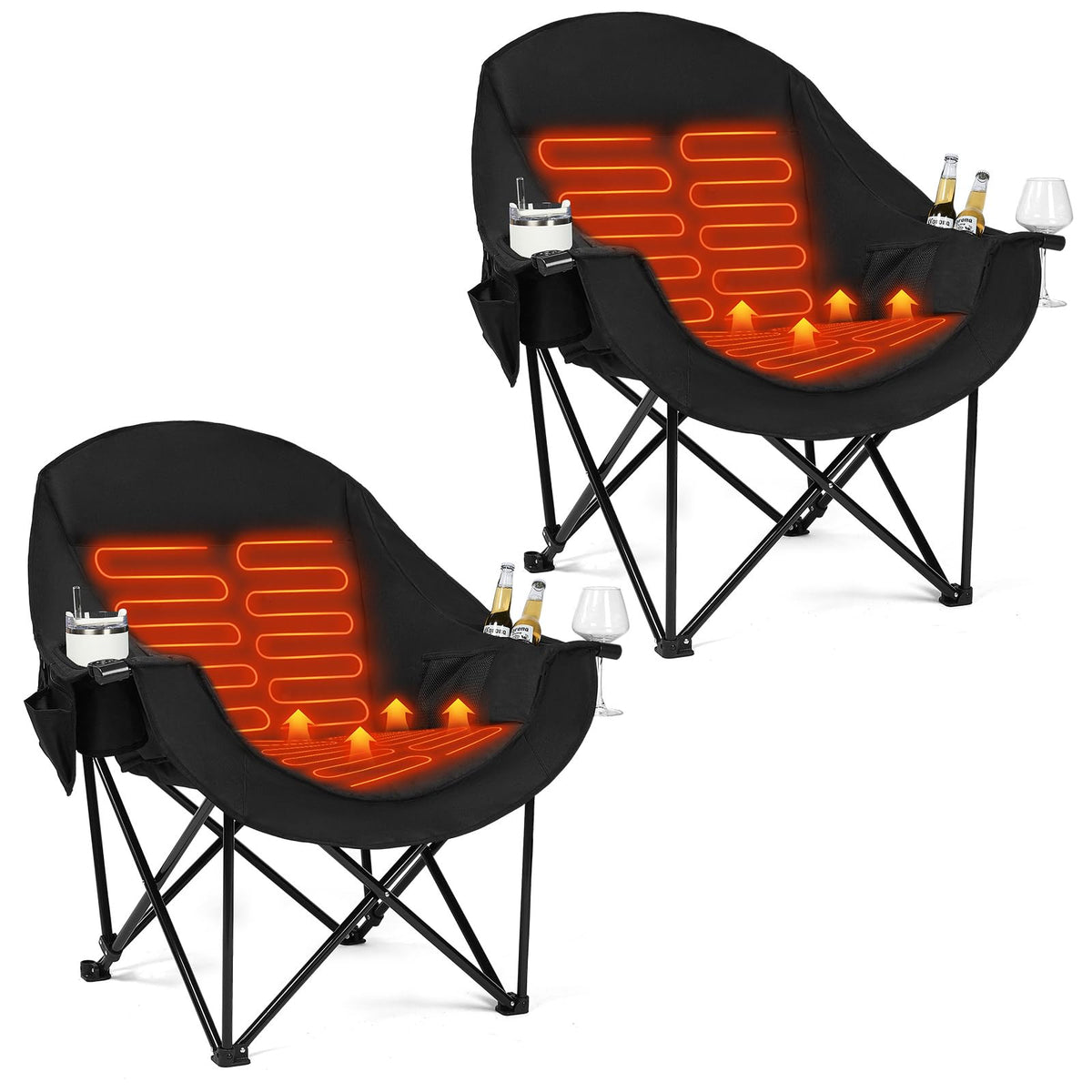 Oversized Camping Chairs for Adults - Heavy Duty Padded Outdoor Camp Chair