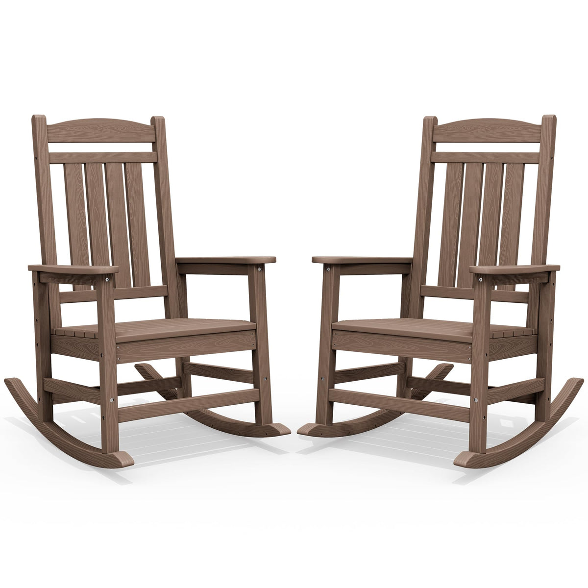 SERWALL Outdoor Rocking Chair Set of 2, Patio Rocking Chair, Brown
