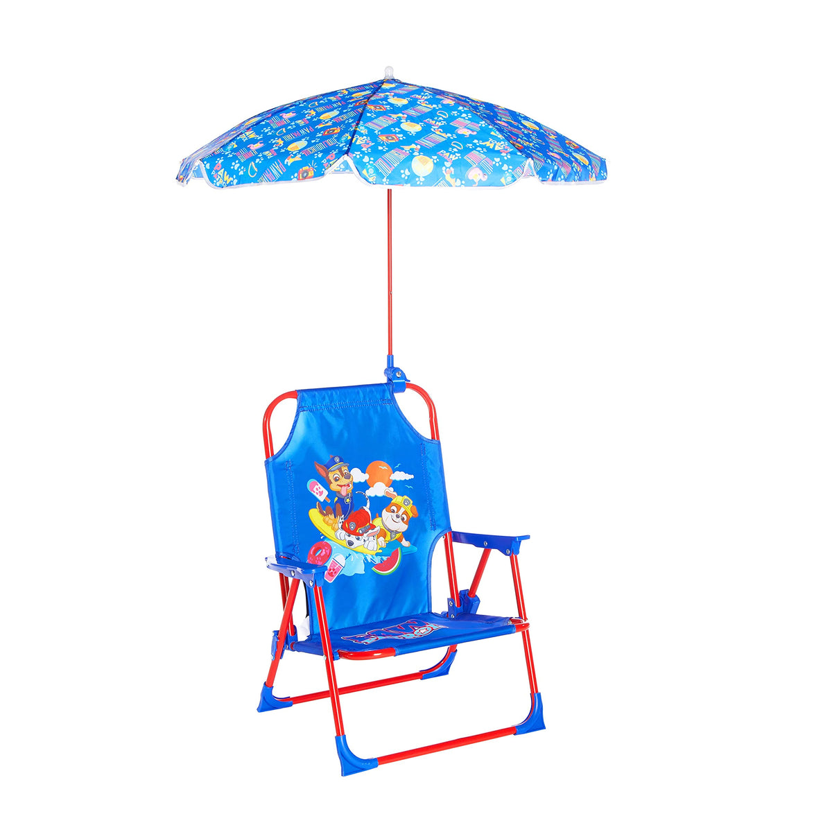 Sanrio Hello Kitty Kids Outdoor Folding Beach Chair with Umbrella,Portable Camp Chair for Ages 3+, Lightweight & Compact for Beach, Camping, and Backyard