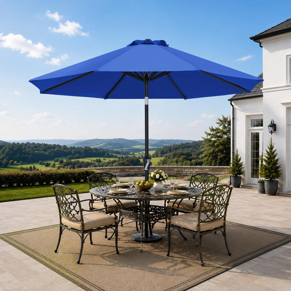 MASTERCANOPY 9ft Patio Umbrella with Tilt & Crank, Brown