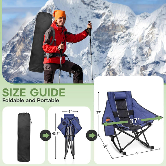 Suteck Oversized Rocking Camping Chair, Thick Padded Camp Rocker for Adults