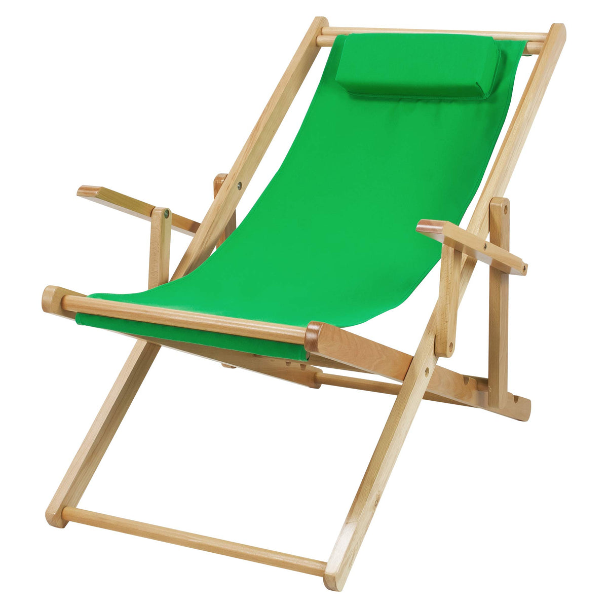 Casual Home Adjustable Sling Chair Natural Frame, Natural Canvas 26.5D x 42W x 33H in