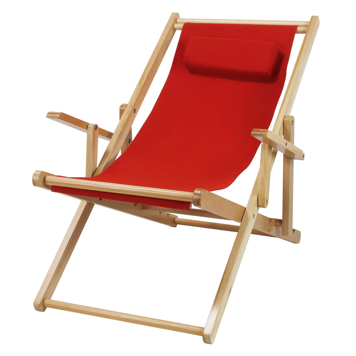 Casual Home Adjustable Sling Chair Natural Frame, Natural Canvas 26.5D x 42W x 33H in